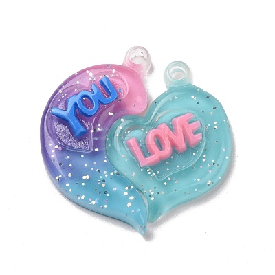 Gradient Color Translucent Resin Pendants RESI-G048-01C-1