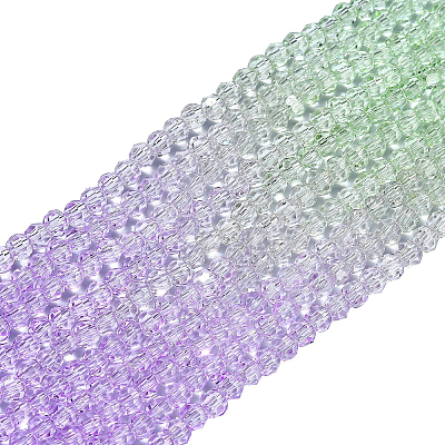 10 Strands Transparent Gradient Color Glass Beads Strands GLAA-CJ0002-09A-1