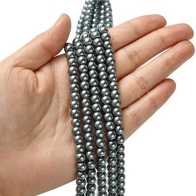 Eco-Friendly Dyed Glass Pearl Round Beads Strands HY-A008-6mm-RB077-1