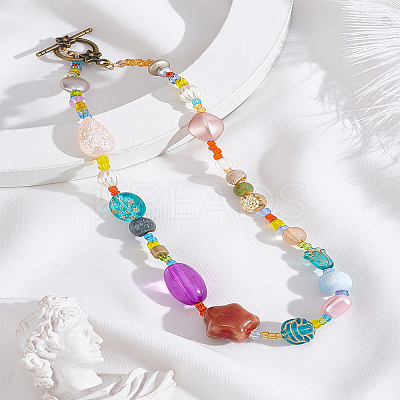 1Pc Ceramic Resin Beaded Necklaces for Women NJEW-LP0003-46-1