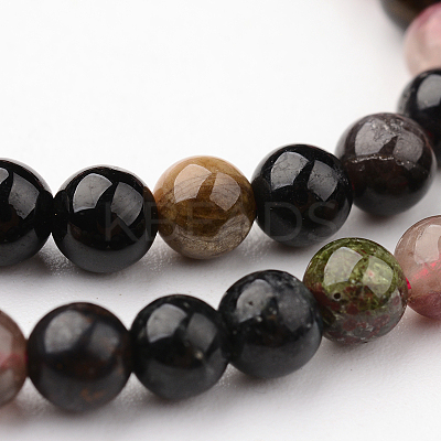 Natural Multicolor Tourmaline Round Bead Strands G-F269-05-8mm-1