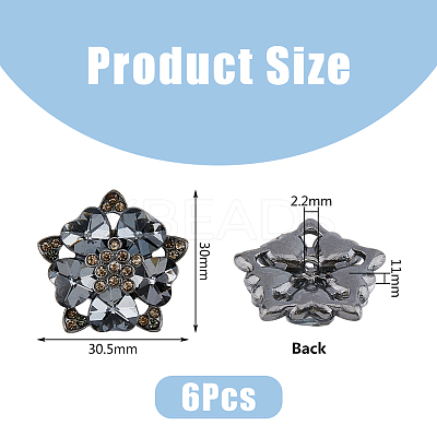 6Pcs 1-Hole Alloy Rhinestone Shank Buttons DIY-DC0002-65-1