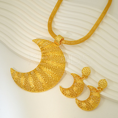 Brass Hollow Moon Pendant Necklaces & Earring Sets FS-WGD9A46-01-1