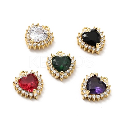 Brass Micro Pave Cubic Zirconia Charms KK-G414-13G-1