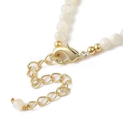 Natural Paua Shell Oval Link Bracelet with Pearl Beaded BJEW-C051-37G-1