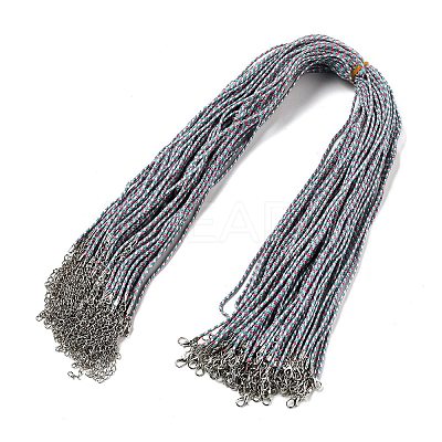 2MM Braided Round Polycotton Cord Necklace Making with Alloy Lobster Claws Clasps and Iron End Chains NJEW-Q031-01B-1