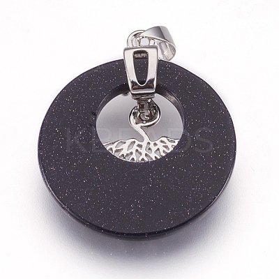 Synthetic Blue Goldstone Pendants KK-F751-B20-1