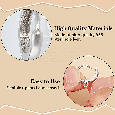 Anti-Tarnish 1 Pair Rhodium Plated 925 Sterling Silver Hoop Earrings STER-BBC0006-31P-1