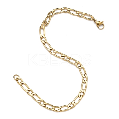 Ion Plating(IP) 304 Stainless Steel Figaro Chain Bracelets BJEW-I274-03G-1