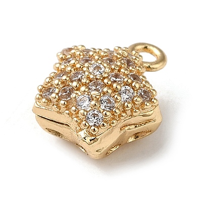 Brass Micro Pave Cubic Zirconia Pendants KK-F865-19G-1