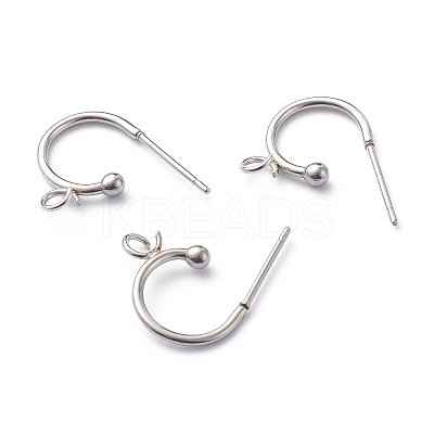 Non-Tarnish 304 Stainless Steel Half Hoop Earrings X-STAS-Z028-B02-P-1