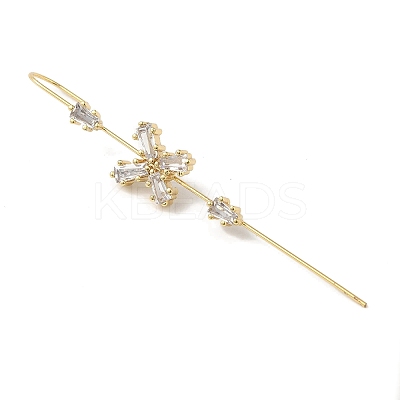 Brass Crystal Rhinestone Ear Wrap Crawler Hook Earrings for Women EJEW-C097-02G-01-1