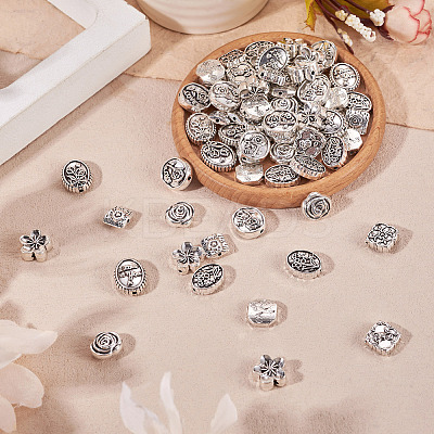 80Pcs 8 Styles Tibetan Style Alloy Beads TIBEB-TA0001-31-1