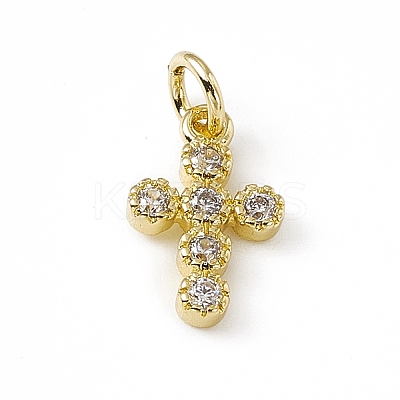 Brass Micro Pave Clear Cubic Zirconia Charms ZIRC-F132-63G-1