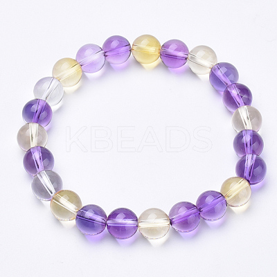 Synthetic Quartz Beaded Stretch Bracelets BJEW-S128-03-1
