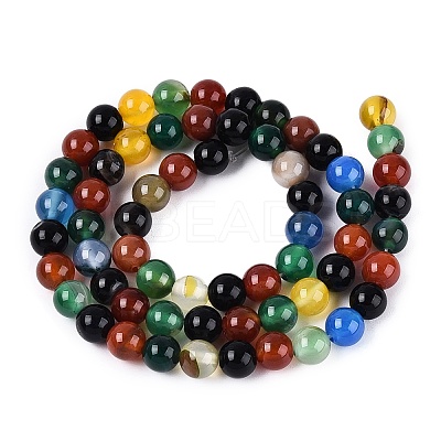 Natural Agate(Dyed & Heated) Beads Strands G-Q604-6MM-01-1