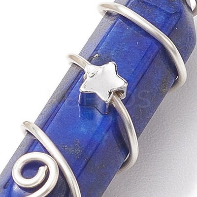 Natural Lapis Lazuli Double Terminal Pointed Pendants PALLOY-JF02673-04-1