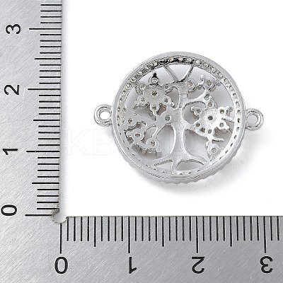 Rack Plating Brass Clear Cubic Zirconia Flat Round with Tree Connector Charms X-KK-A234-033P-1