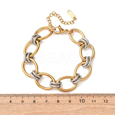 Two Tone 304 Stainless Steel Link Chain Bracelets for Women SA-CBA7B26-05GP-01-1