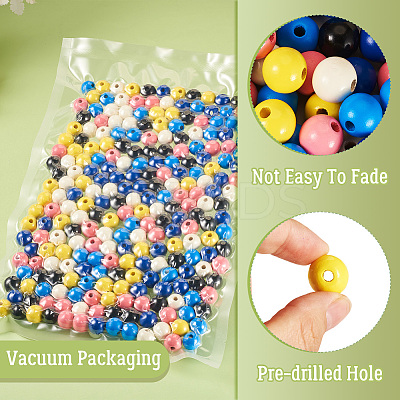 240Pcs 6 Colors Natural Wooden Beads WOOD-TA0002-74B-1