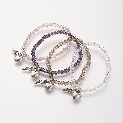 Faceted Abacus Glass Beads Stretch Bracelets BJEW-JB02719-1