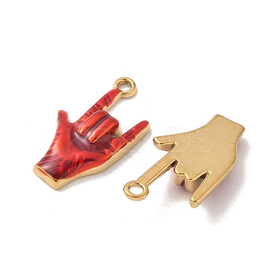304 Stainless Steel Enamel Pendants STAS-I351-13G-1