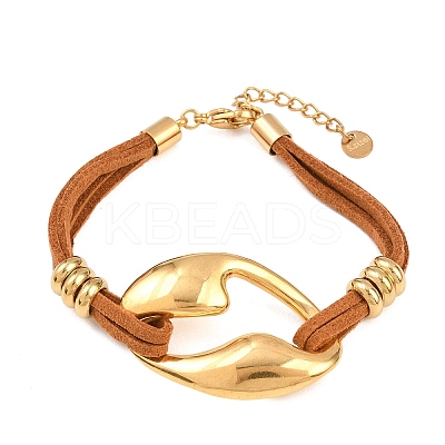 Velvet Cord & 304 Stainless Steel Charms Bracelets BJEW-H638-04G-1