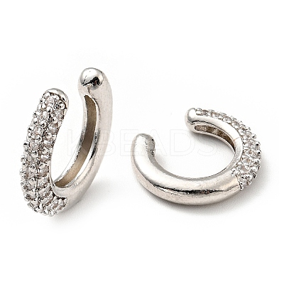 Cubic Zirconia C-Shaped Cuff Earrings EJEW-G295-19P-04-1