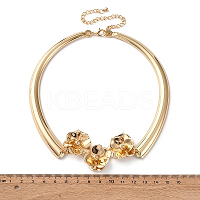 Iron Flower Link Choker Necklaces for Women NJEW-U046-02G-1