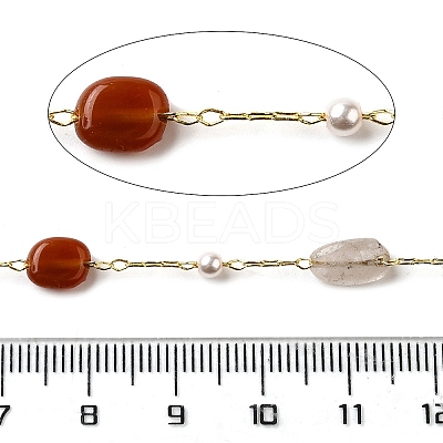 Handmade Natural Rutilated Quartz Nuggets Beaded Chains CHC-F020-04G-07-1