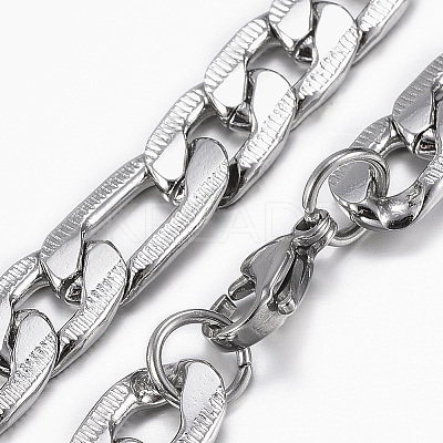 Trendy Men's 201 Stainless Steel Curb Chain Necklaces & Bracelets Sets SJEW-L186-03P-A-1