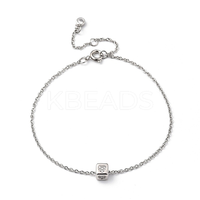 Brass Micro Pave Clear Cubic Zirconia Charms Bracelets BJEW-JB05400-04-1