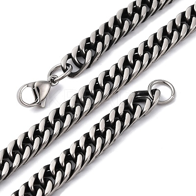 6MM 201 Stainless Steel Cuban Link Chain Necklaces NJEW-Q013-14B-1