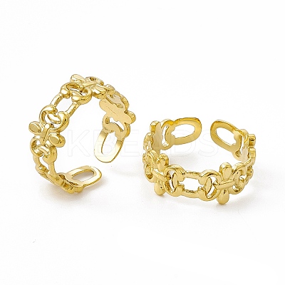 Ion Plating(IP) 304 Stainless Steel Cuff Ring for Women RJEW-C060-20G-1