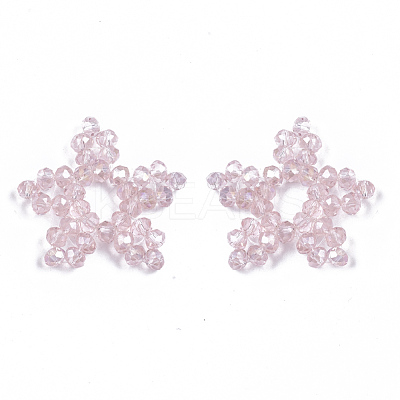 Plating Acrylic Woven Beads PACR-R247-02B-1
