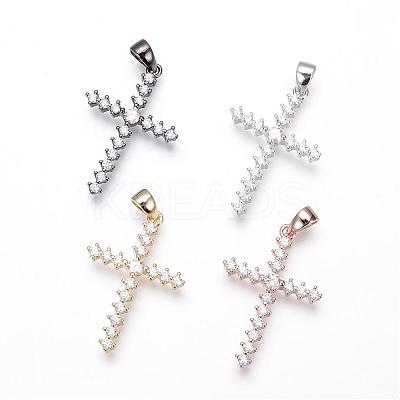 Brass Micro Pave Cubic Zirconia Pendants ZIRC-E108-10-NR-1