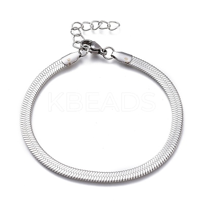 Tarnish Resistant Unisex 304 Stainless Steel Herringbone Chain Bracelets BJEW-O177-01A-P-1