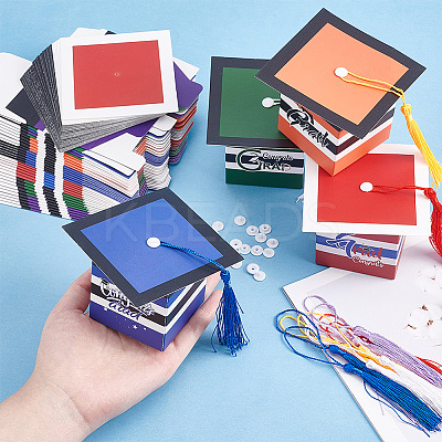 40 Sets 5 Colors Graduation Cap Paper Folding Gift Boxes CON-GA0001-13-1