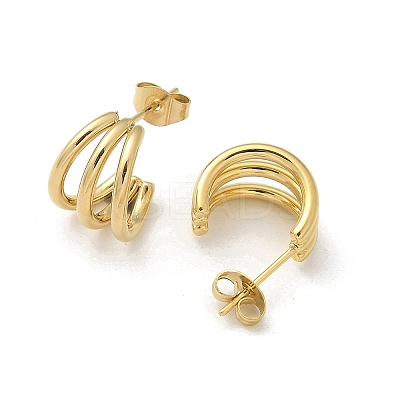 304 Stainless Steel Triple C-Shaped Stud Earrings for Women EJEW-C096-68G-01-1