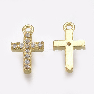Cubic Zirconia Tiny Cross Charms KK-S348-153-1