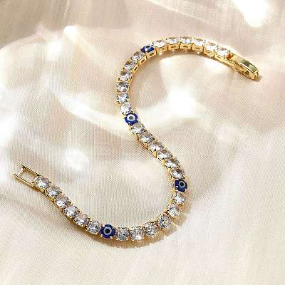 Brass Enamel Link & Charm Bracelets BJEW-Z094-02G-03A-1