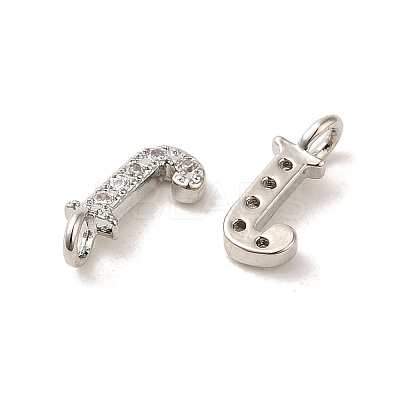 Initial Letter Brass Micro Pave Cubic Zirconia Pendants ZIRC-F008-J-1
