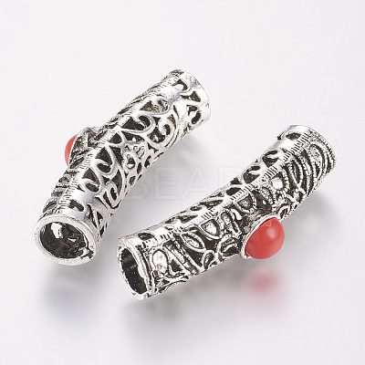 Tibetan Style Alloy Hollow Tube Beads LS-PALLOY-K210-07B-AS-1