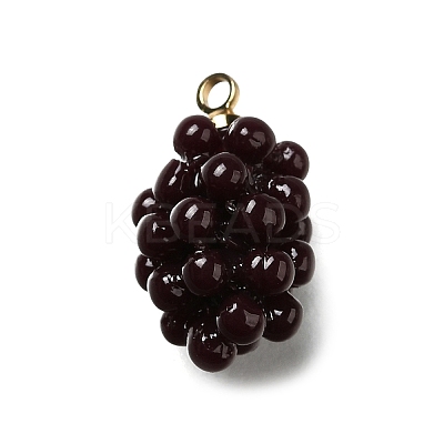 Grape Brass Acrylic Pendants OACR-R006-05G-04-1