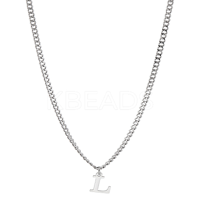 1Pc 304 Stainless Steel Letter Pendant Necklaces NJEW-LP0001-33L-P-1