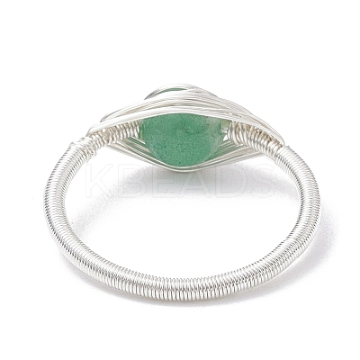 Horse Eye Natural Green Aventurine & Tiger Eye & Amethyst & Rose Quartz & Synthetic Turquoise Finger Rings RJEW-JR00842-02-1