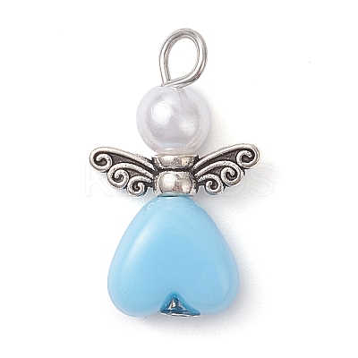 Acrylic & ABS Plastic Imitation Pearl Angel Pendants PALLOY-JF04466-02-1