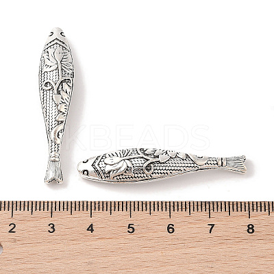 Tibetan Style Zinc Alloy Lotus Flower Pattern Fish Beads LS-X-PALLOY-P078-01-1