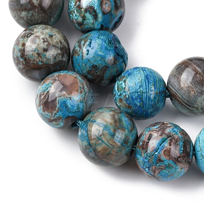 Dyed Natural Ocean Agate/Ocean Jasper Round Beads Strands G-E331-30A-1