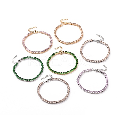 304 Stainless Steel  Rhinestones Link Chain Bracelets STAS-A052-15M-1